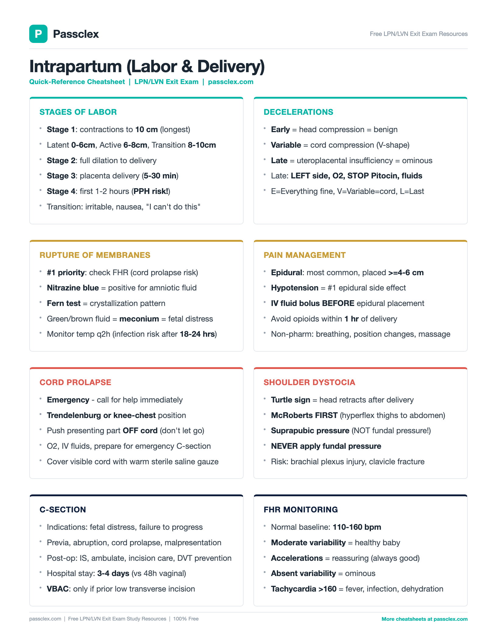 Intrapartum Care cheatsheet preview