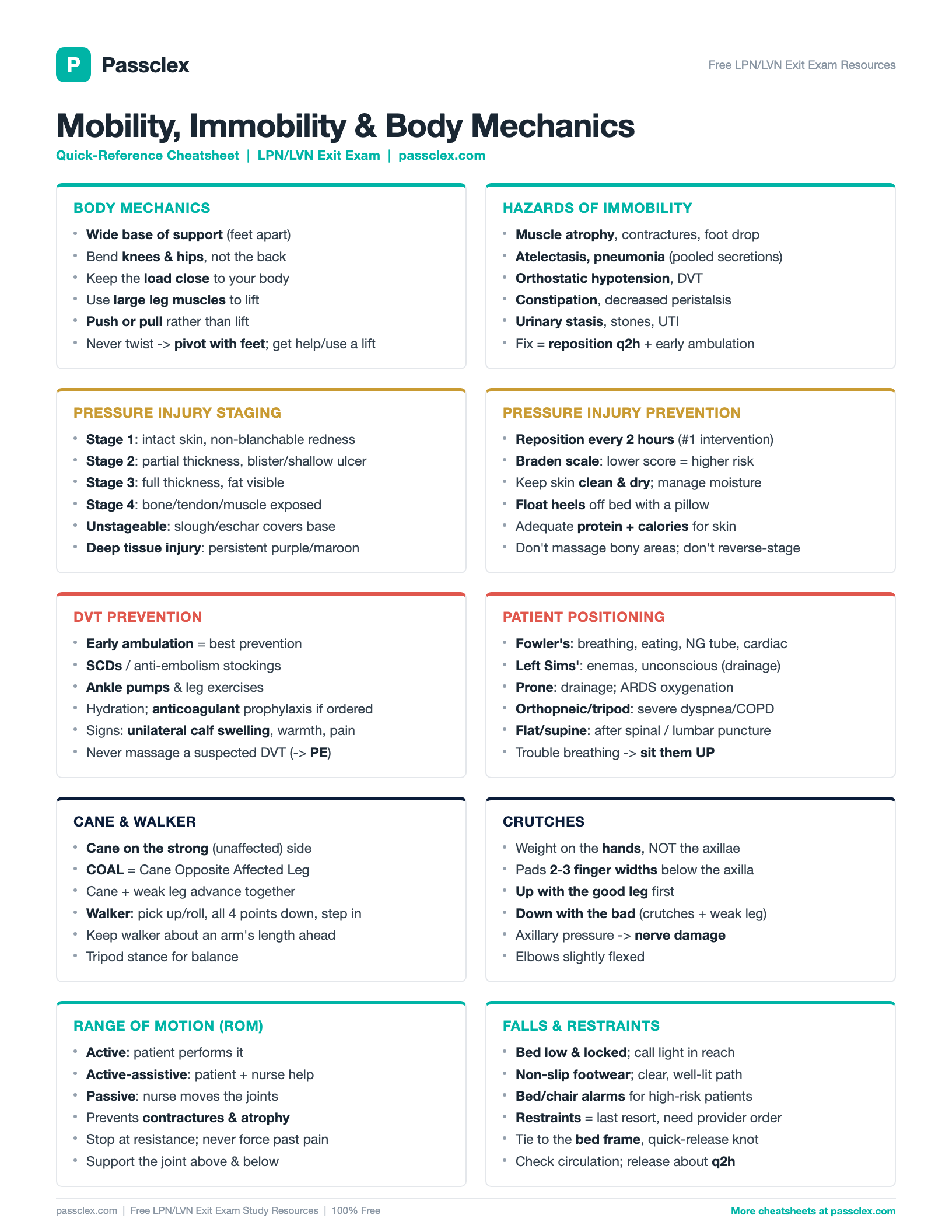 Mobility & Immobility cheatsheet preview