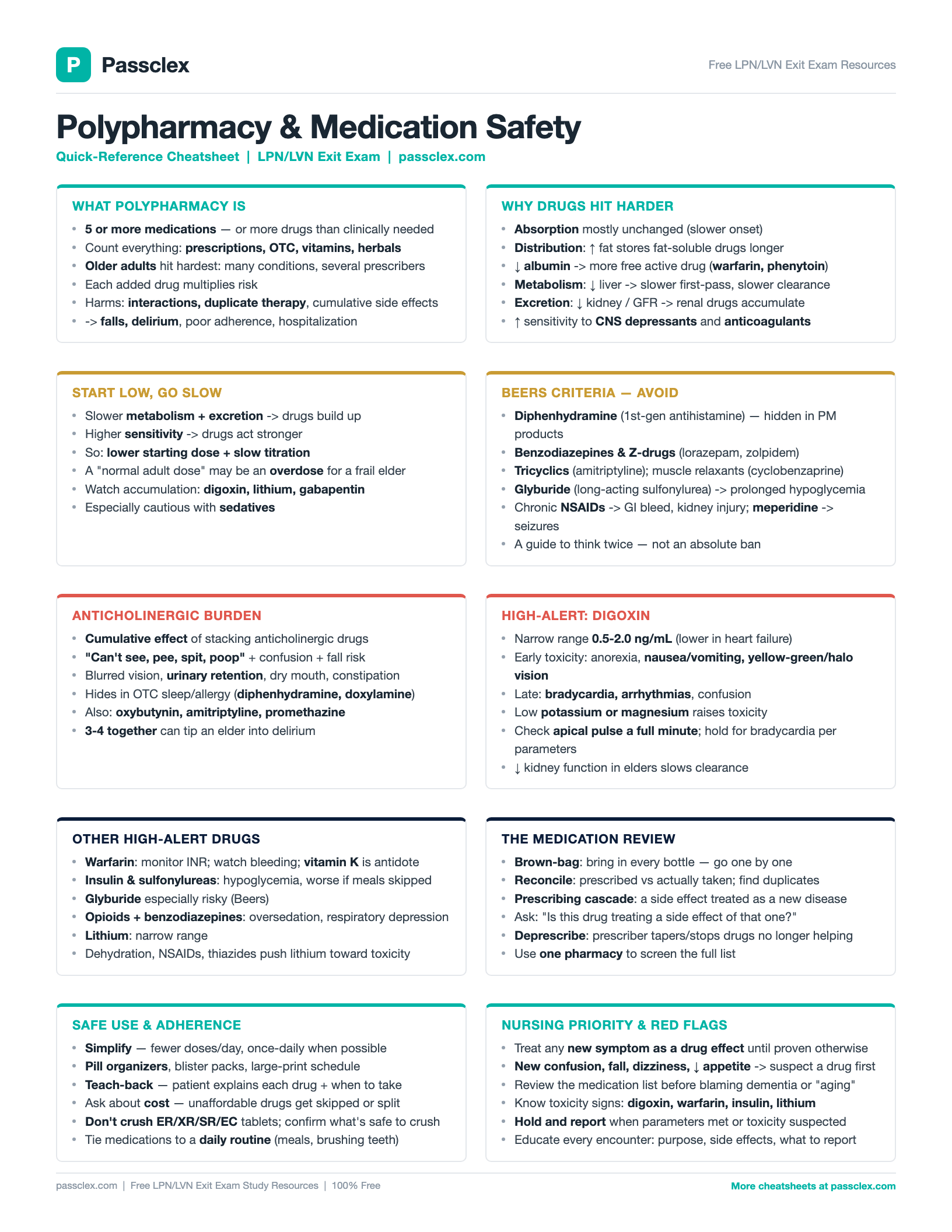 Polypharmacy & Medication Safety cheatsheet preview